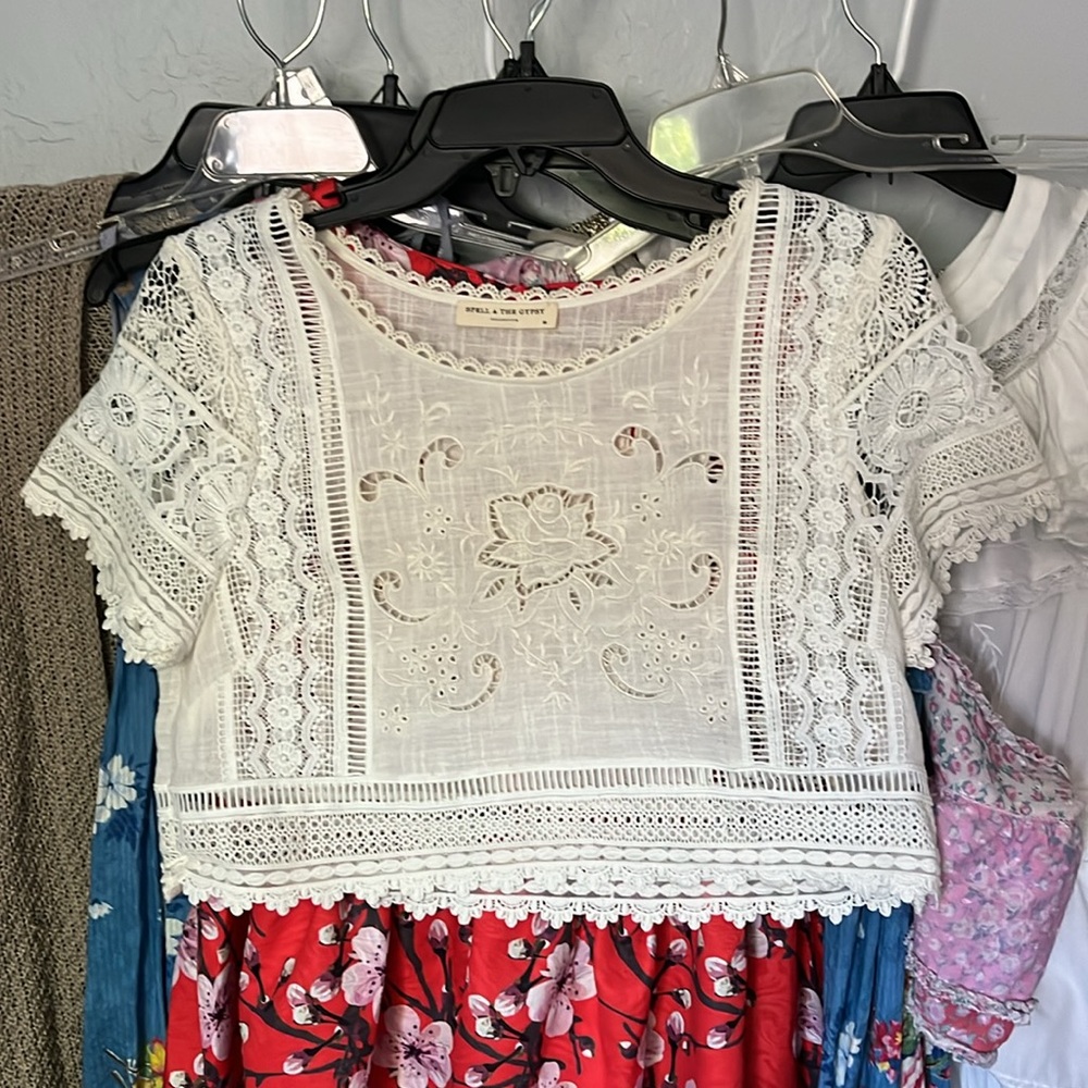 Spell and the Gypsy collective design Abigail lace crop crochet top blouse shirt - Picture 9 of 17